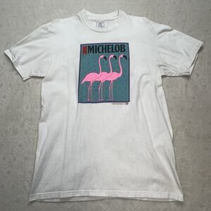 Vintage 1980s Michelob Beer Anheuser-Busch Flamingo Size Large Graphic T- Shirt